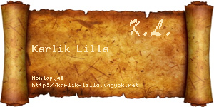 Karlik Lilla névjegykártya